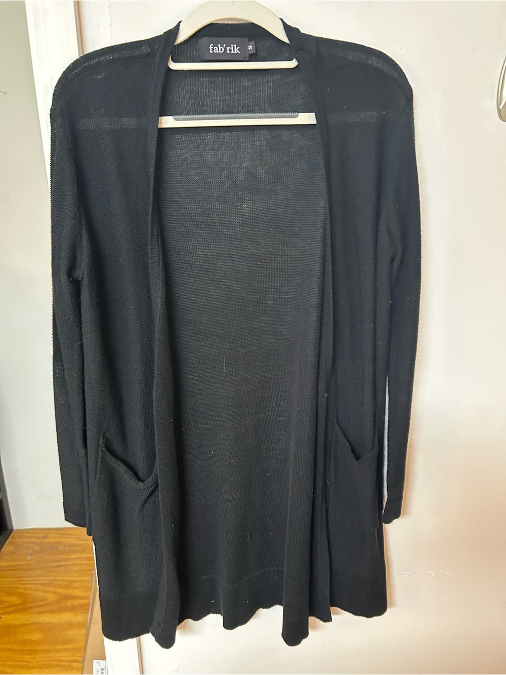 fab'rik Black Open Cardigan with Front Pockets